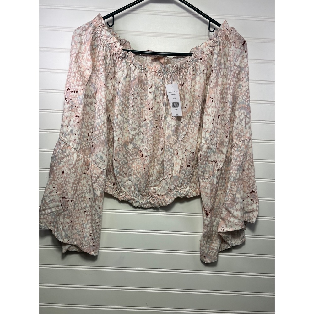 Willow Root Blush Off Shoulder Long Sleeve Crop Top Blouse‎ Size Small